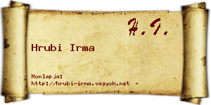 Hrubi Irma névjegykártya